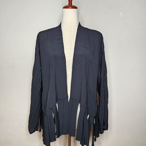 Babette San Francisco Black Pleats Fringe Open Front Cardigan Size Small